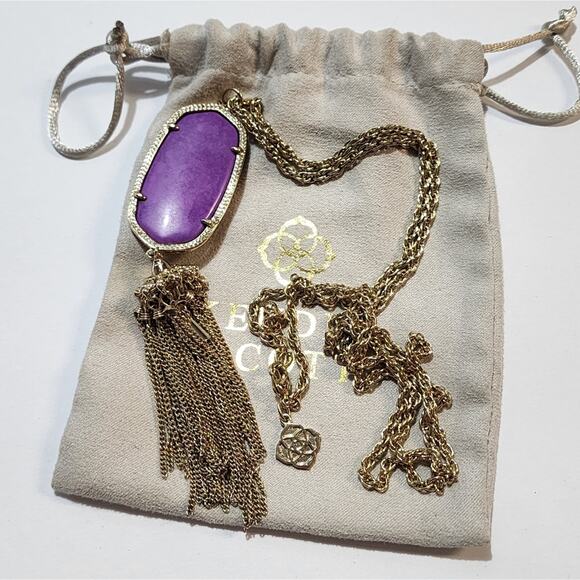 Kendra‎ scott gold and purple Jade Rayne necklace - Picture 1 of 8